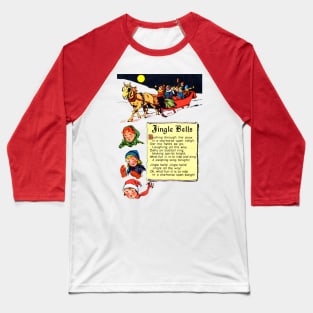 Jingle Bells Marry Christmas horse with sleigh in the snow under the moon Retro Vintage Comic Baseball T-Shirt